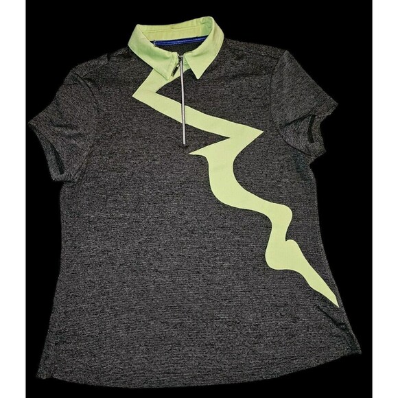Jamie Sadock S/M 1/4 Zip Short Sleeve Abstract Print Golf Polo Top Shirt Gray - Picture 1 of 10